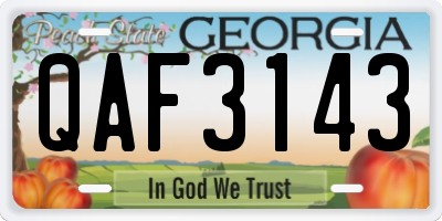 GA license plate QAF3143