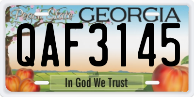 GA license plate QAF3145