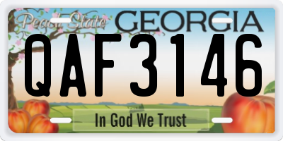 GA license plate QAF3146