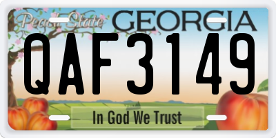 GA license plate QAF3149