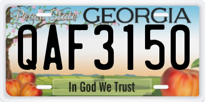 GA license plate QAF3150