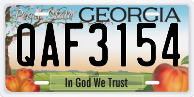 GA license plate QAF3154