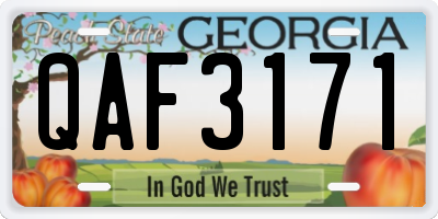 GA license plate QAF3171