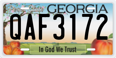 GA license plate QAF3172