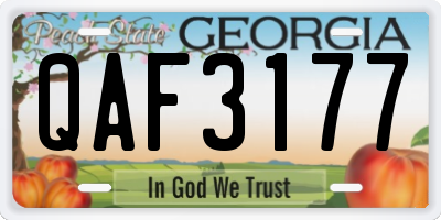 GA license plate QAF3177