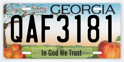 GA license plate QAF3181