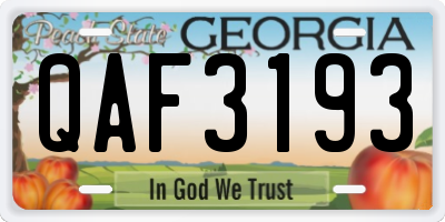 GA license plate QAF3193