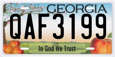 GA license plate QAF3199