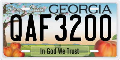 GA license plate QAF3200