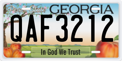 GA license plate QAF3212