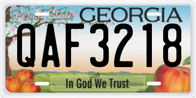 GA license plate QAF3218