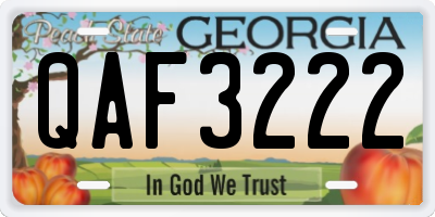 GA license plate QAF3222