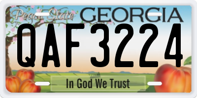 GA license plate QAF3224
