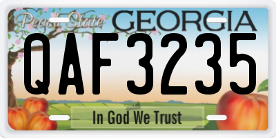 GA license plate QAF3235