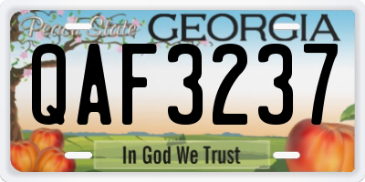 GA license plate QAF3237