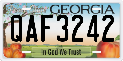 GA license plate QAF3242