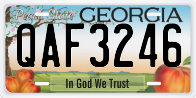 GA license plate QAF3246