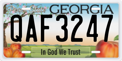 GA license plate QAF3247