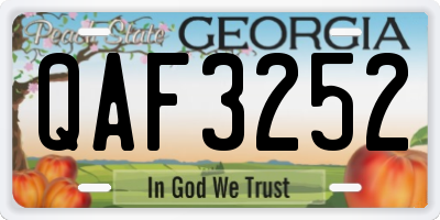 GA license plate QAF3252