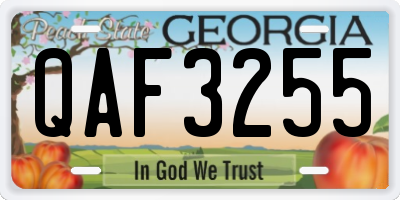 GA license plate QAF3255