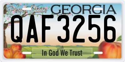 GA license plate QAF3256