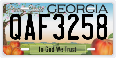 GA license plate QAF3258