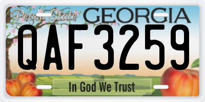 GA license plate QAF3259