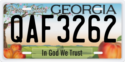 GA license plate QAF3262