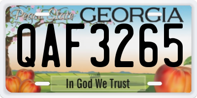 GA license plate QAF3265