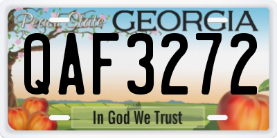 GA license plate QAF3272