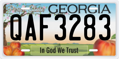 GA license plate QAF3283