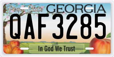 GA license plate QAF3285