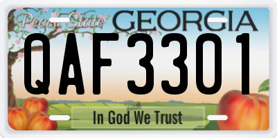 GA license plate QAF3301