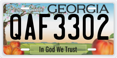GA license plate QAF3302