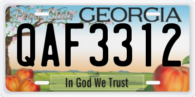 GA license plate QAF3312