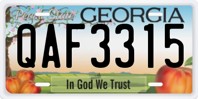 GA license plate QAF3315