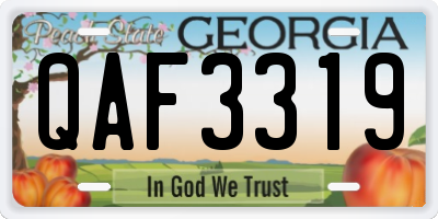 GA license plate QAF3319