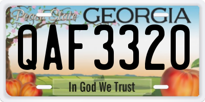 GA license plate QAF3320