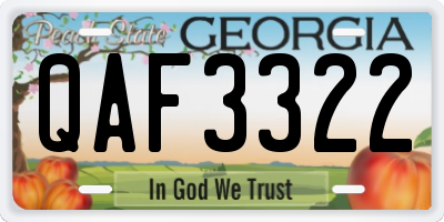 GA license plate QAF3322