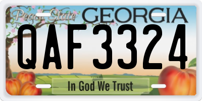 GA license plate QAF3324