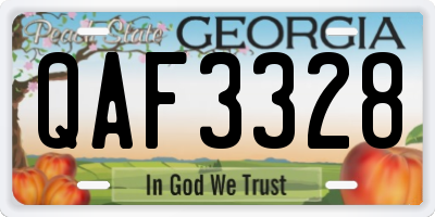 GA license plate QAF3328
