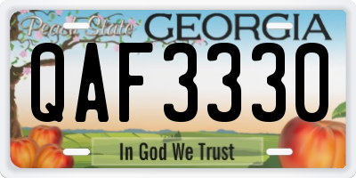 GA license plate QAF3330