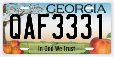 GA license plate QAF3331