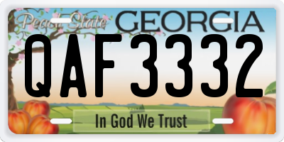 GA license plate QAF3332