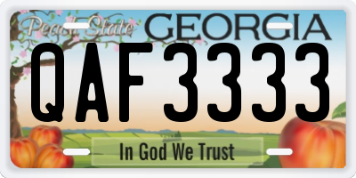 GA license plate QAF3333