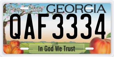 GA license plate QAF3334