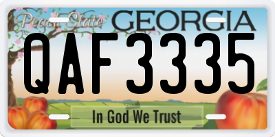 GA license plate QAF3335