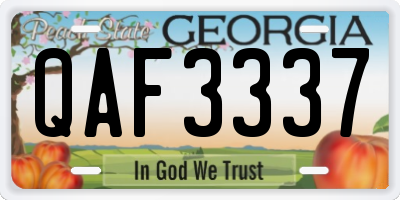 GA license plate QAF3337