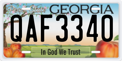 GA license plate QAF3340