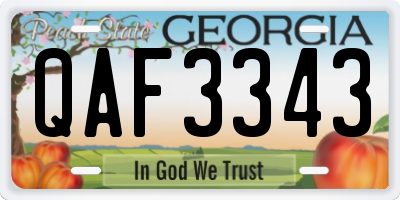 GA license plate QAF3343